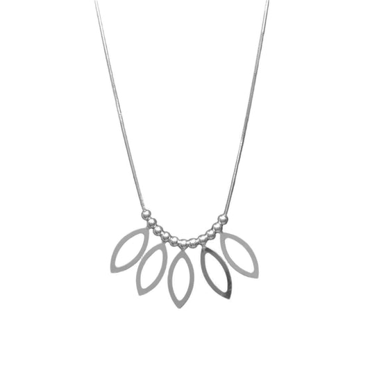 High Polish 925 Sterling Silver Multi Almond Shaped Dangle Necklace- SPN00010 Fantastic Jewelry NYC
