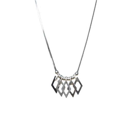 High Polish 925 Sterling Silver Dainty Multi Diamond Shaped Dangle Necklace- SPN00018 Fantastic Jewelry NYC