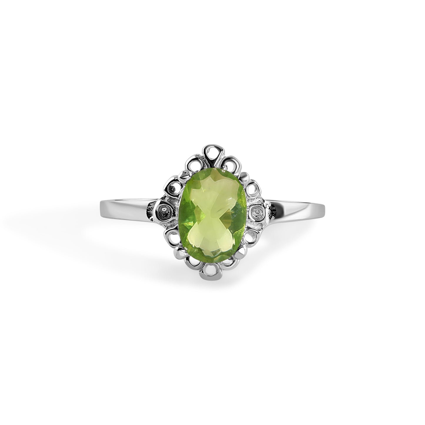 Rhodium Plated 925 Sterling Silver Oval Filagree Birthstone Ring- SPR00009 Fantastic Jewelry NYC