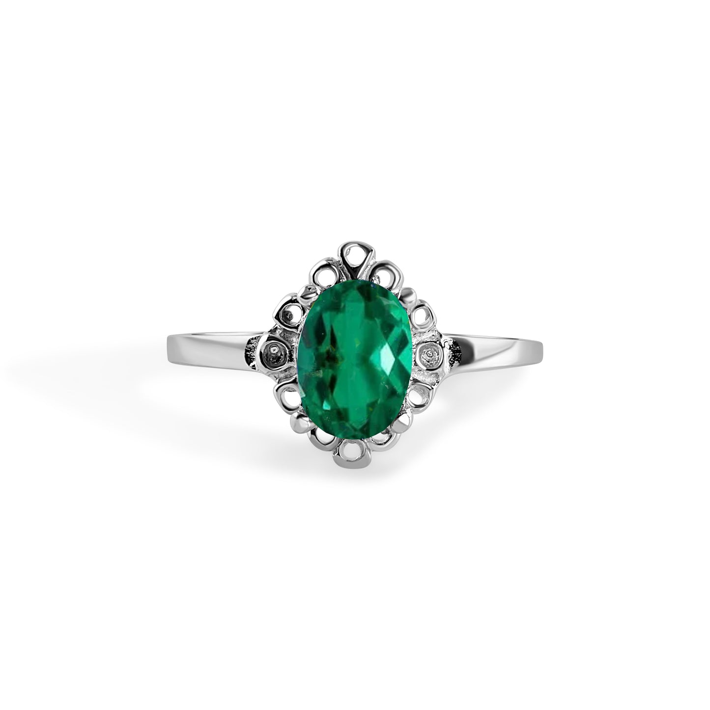 Rhodium Plated 925 Sterling Silver Oval Filagree Birthstone Ring- SPR00009 Fantastic Jewelry NYC