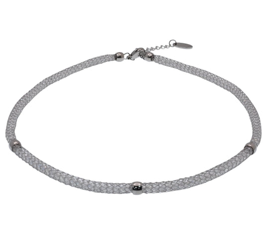Stainless Steel Mesh Silver Color Bead Adjustable 4.5mm Necklace - SSC00022 Fantastic Jewelry NYC
