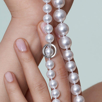 Rhodium Plated 925 Sterling Silver Pearl Pendant Necklace - STP00929 Fantastic Jewelry NYC