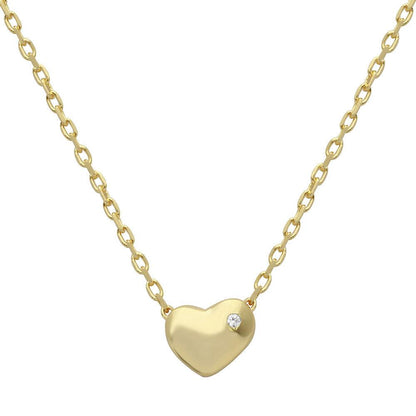 Gold Plated 925 Sterling Silver Small Heart with Stone Necklace - STP01542GP SPI