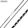 Silver 925 Black Rhodium Plated 4 Sided Snake Chain with White Dots - CH247A BLK