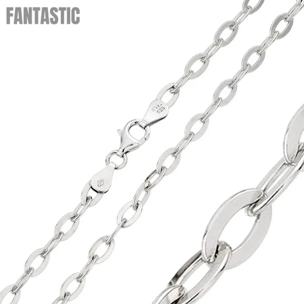 Silver 925 Rhodium Plated Oval Flat Link 100 Chain 4.7mm - CH422 RH Fantastic NYC