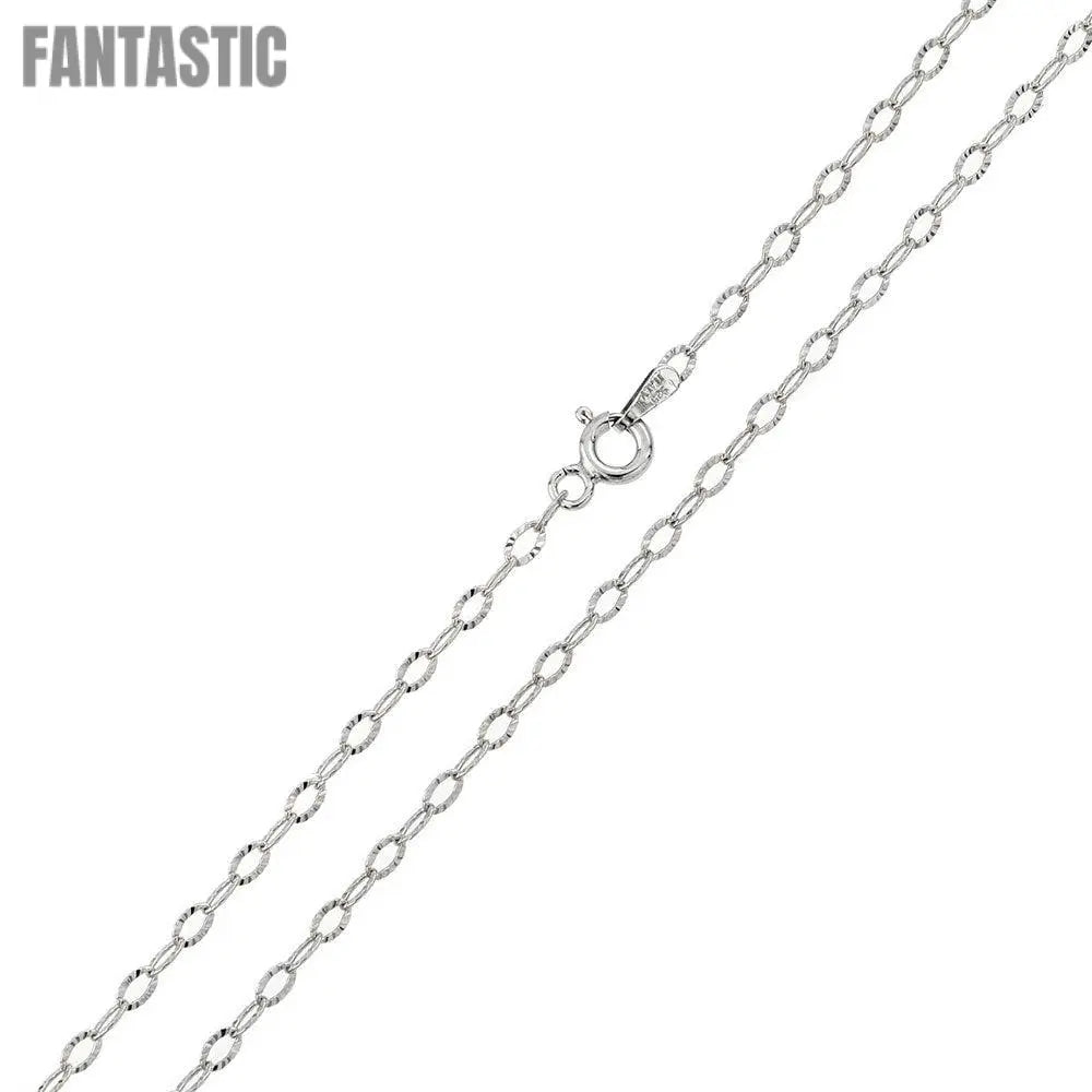 Silver 925 Rhodium Plated Wide Oval Diamond Cut Link 025 Chain 2mm - CH119 RH Fantastic NYC