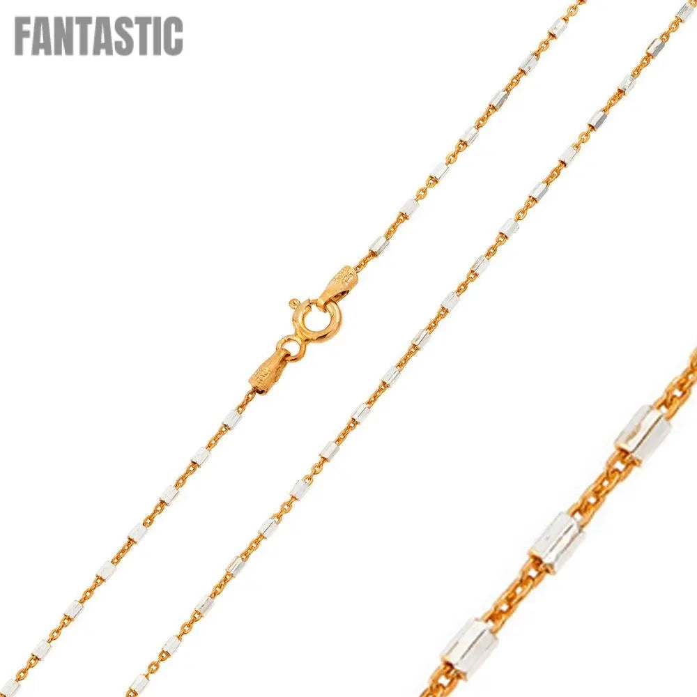 Silver 925 Rose Gold Plated 2 Toned DC Tube Link 030 Chain 1.3mm  - CH148 RGP Fantastic NYC