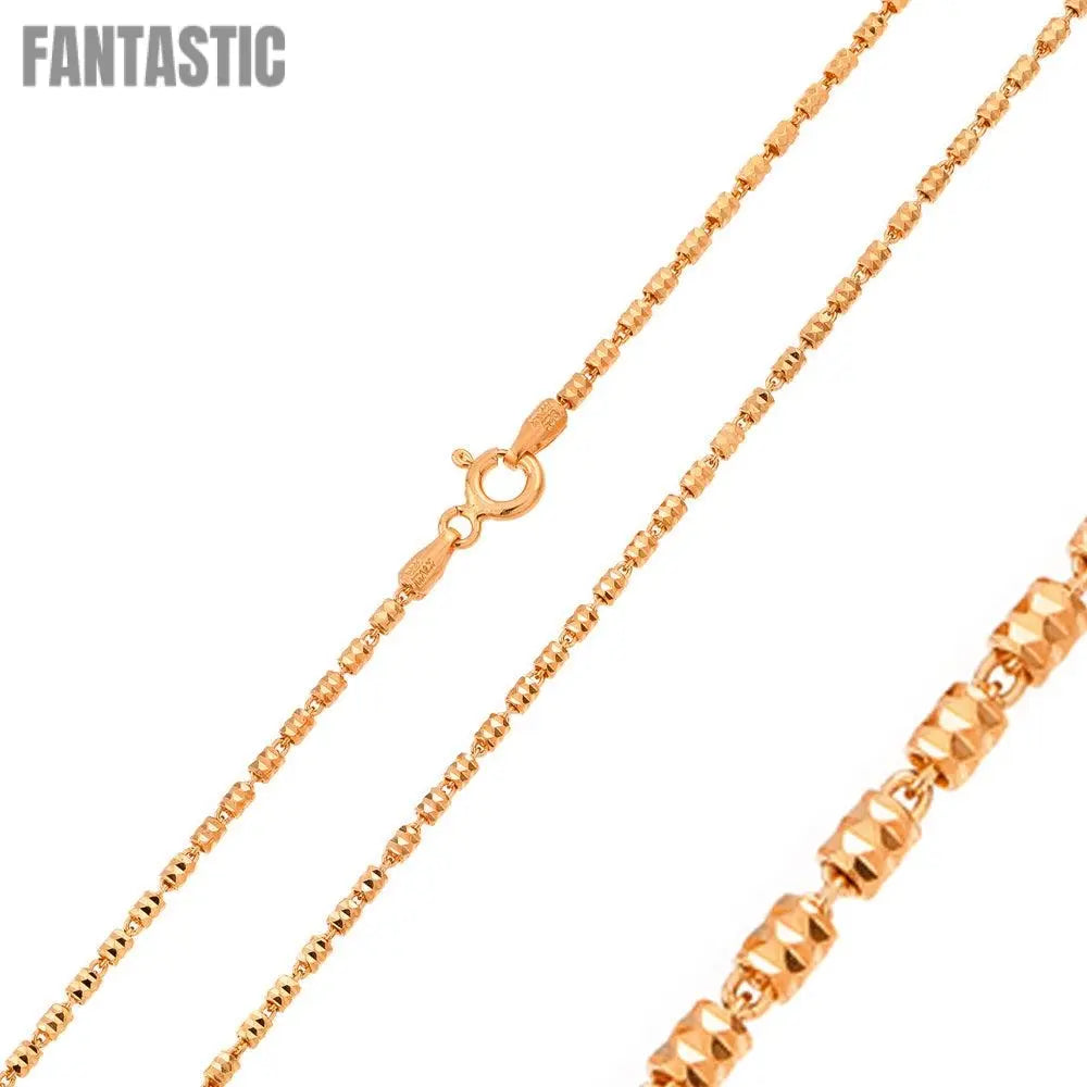 Silver 925 Rose Gold Plated Diamond Cut Close Tube 030 Chains 1.3mm - CH151 RGP Fantastic NYC
