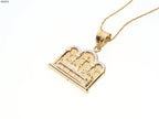 14K gold Square Last Supper pendant close-up