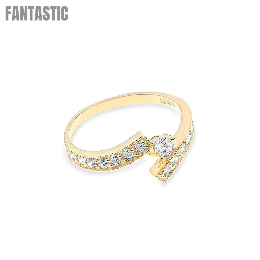 14K gold CZ Tension Stone Setting ring