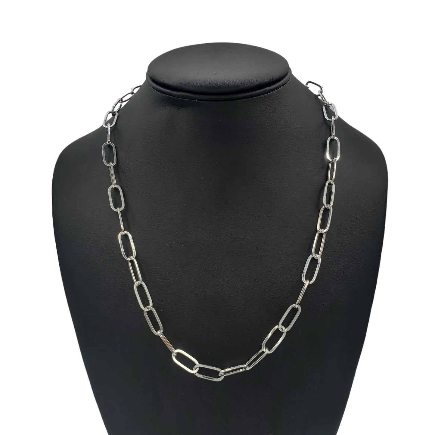 14K Gold- Hollow Paperclip Chain (White Gold)