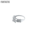 Anillo de compromiso de moda de oro blanco con circonita cúbica de talla redonda con pavé | Oro de 10 quilates con circonita cúbica