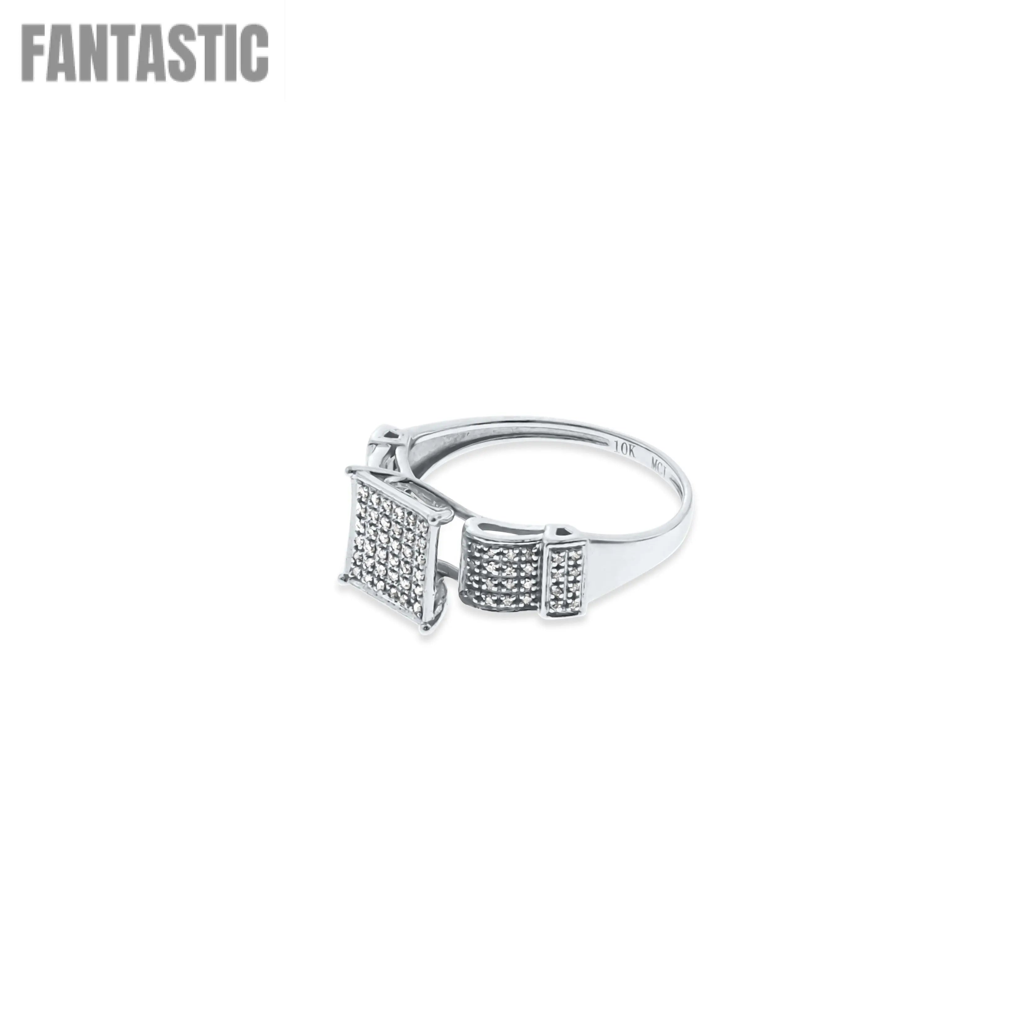 White Gold Round Cut Pave CZ Engagement Fashion Ring| 10K Gold With Cz Fantastic Jewelry NYC