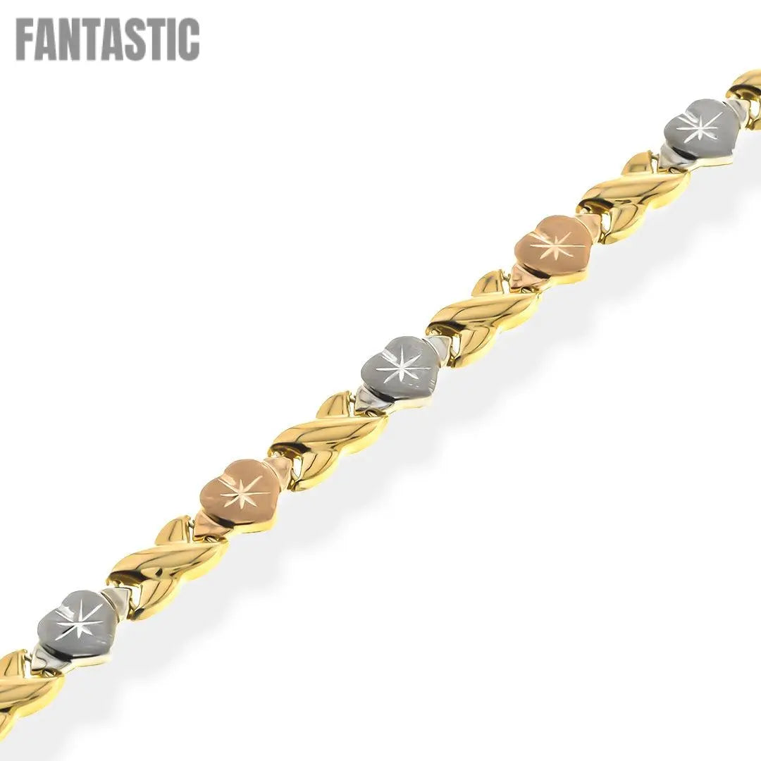 Xo Heart Tri-Color Necklace for Women | 14K Gold Fantastic Jewelry NYC