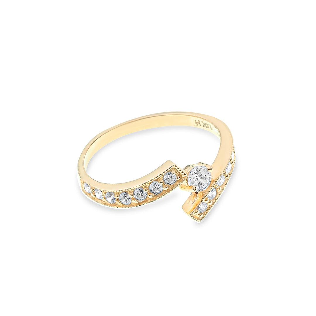 Tension Stone  Setting Ring | 14K Gold With Cz Fantastic Jewelry NYC