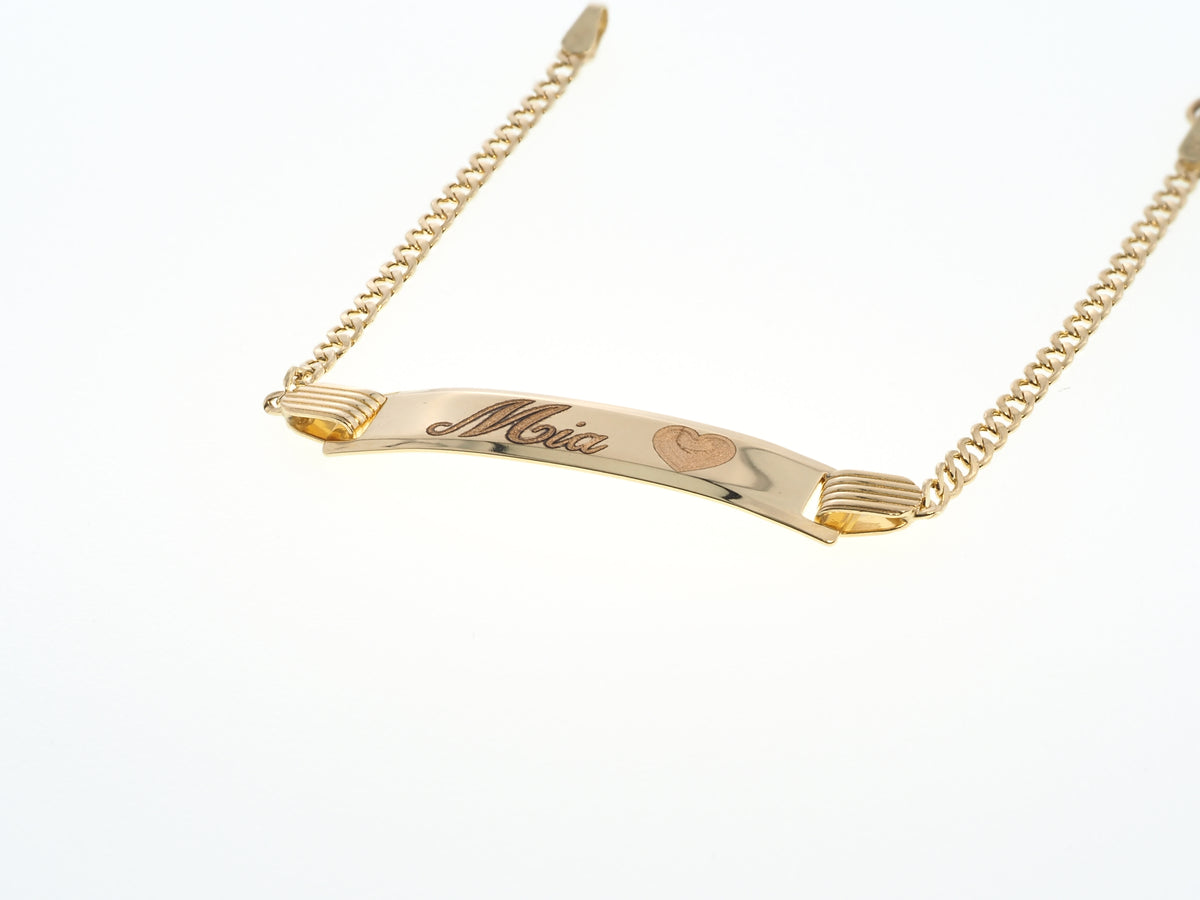 14K Yellow Gold Kids Cuban Link ID Bracelet