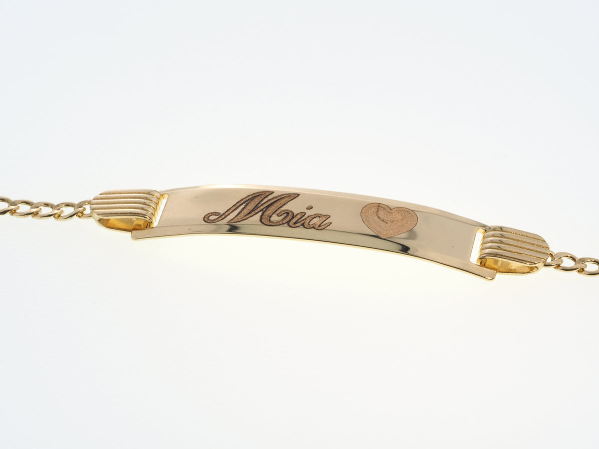 14K Yellow Gold Kids Cuban Link ID Bracelet