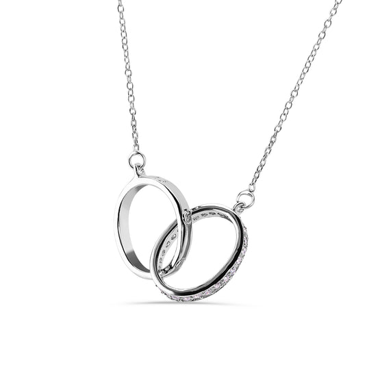 Rhodium Plated 925 Sterling Silver Intertwined Oval Clear CZ Necklace - BGP00877 Fantastic Jewelry NYC