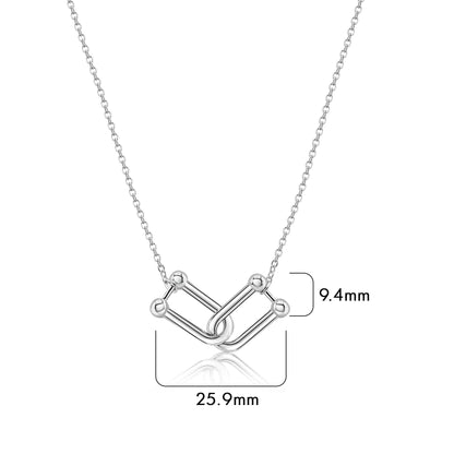 Rhodium Plated 925 Sterling Silver Locking Design Necklace - BGP01485 Fantastic Jewelry NYC