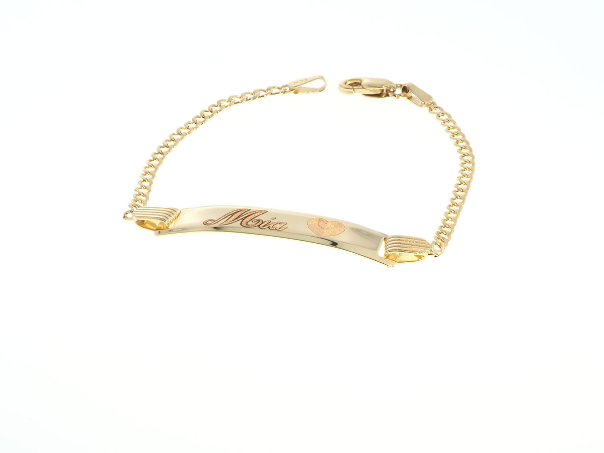 14K Yellow Gold Kids Cuban Link ID Bracelet