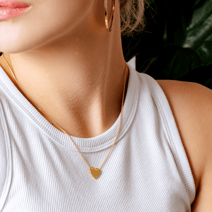 Gold Plated 925 Sterling Silver Engravable Heart Shaped Necklace with CZ - DIN00076GP SPI
