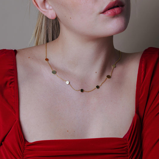 Gold Plated 925 Sterling Silver Disc Chain Necklace - ECN00067GP SPI
