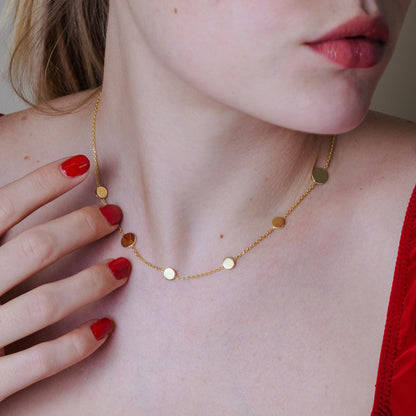 Gold Plated 925 Sterling Silver Disc Chain Necklace - ECN00067GP SPI