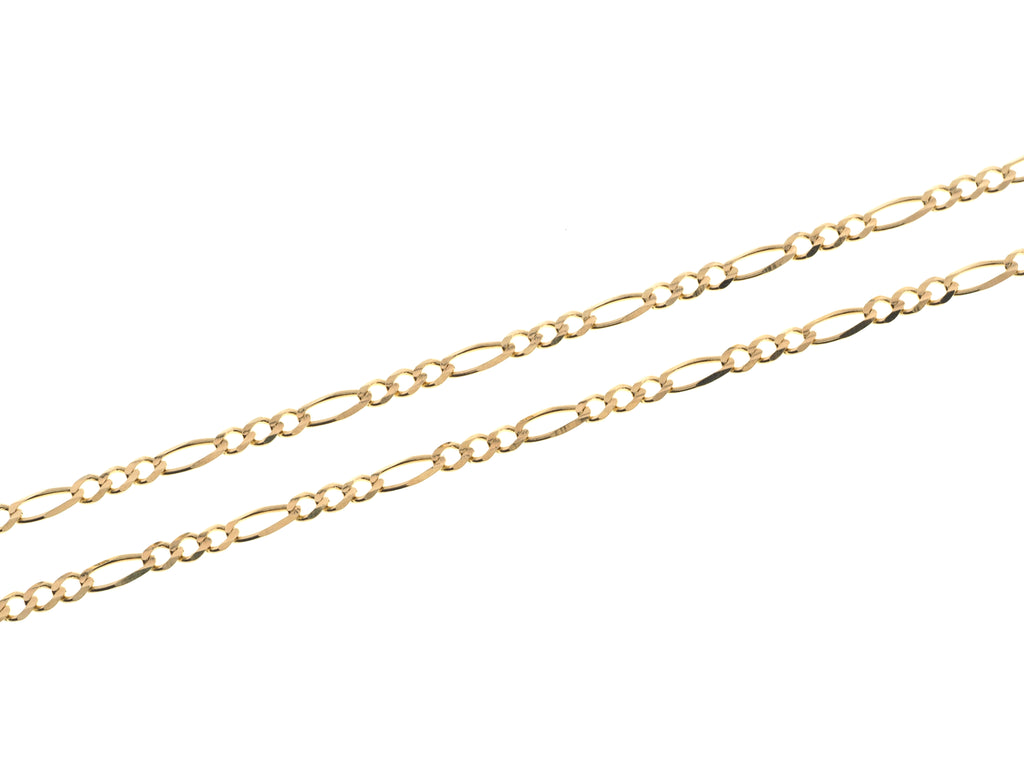 14K yellow gold hollow Figaro chain detail