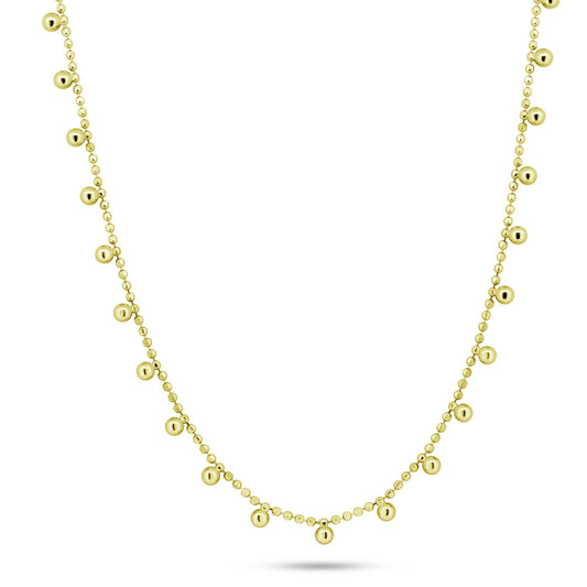 Gold Plated 925 Sterling Silver Multi Beaded Dangling Necklace - GCP00005-GP SPI