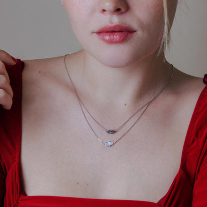 Silver 925 Rhodium Plated Hamsa Hand and Evil Eye Necklace - GMN00015RH SPI