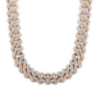 Gold Plated 925 Sterling Silver CZ Encrusted Square Miami Cuban Link Chain 13mm