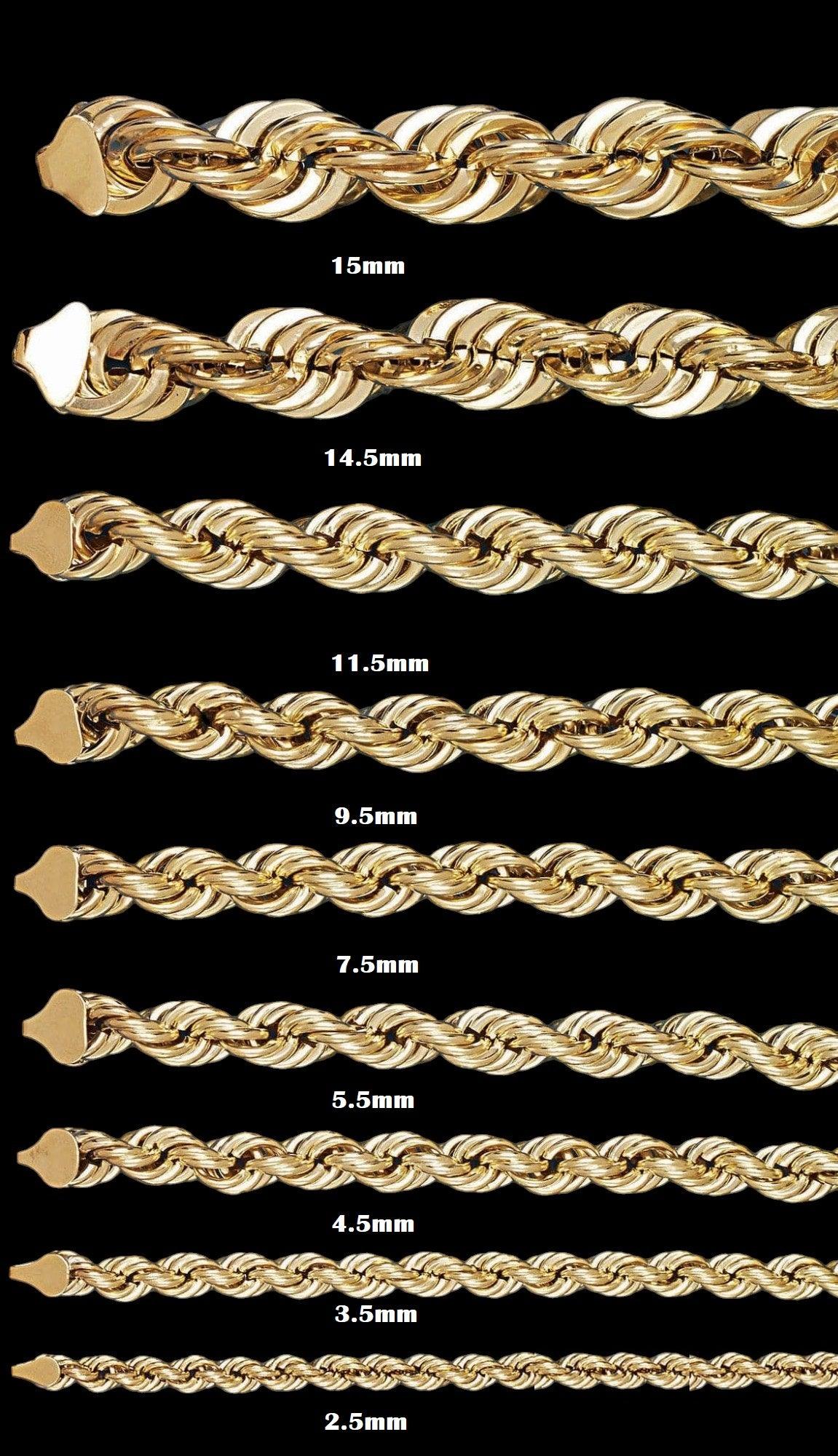 10K Gold Hollow Rope Chain Fantastic Jewelry NYC