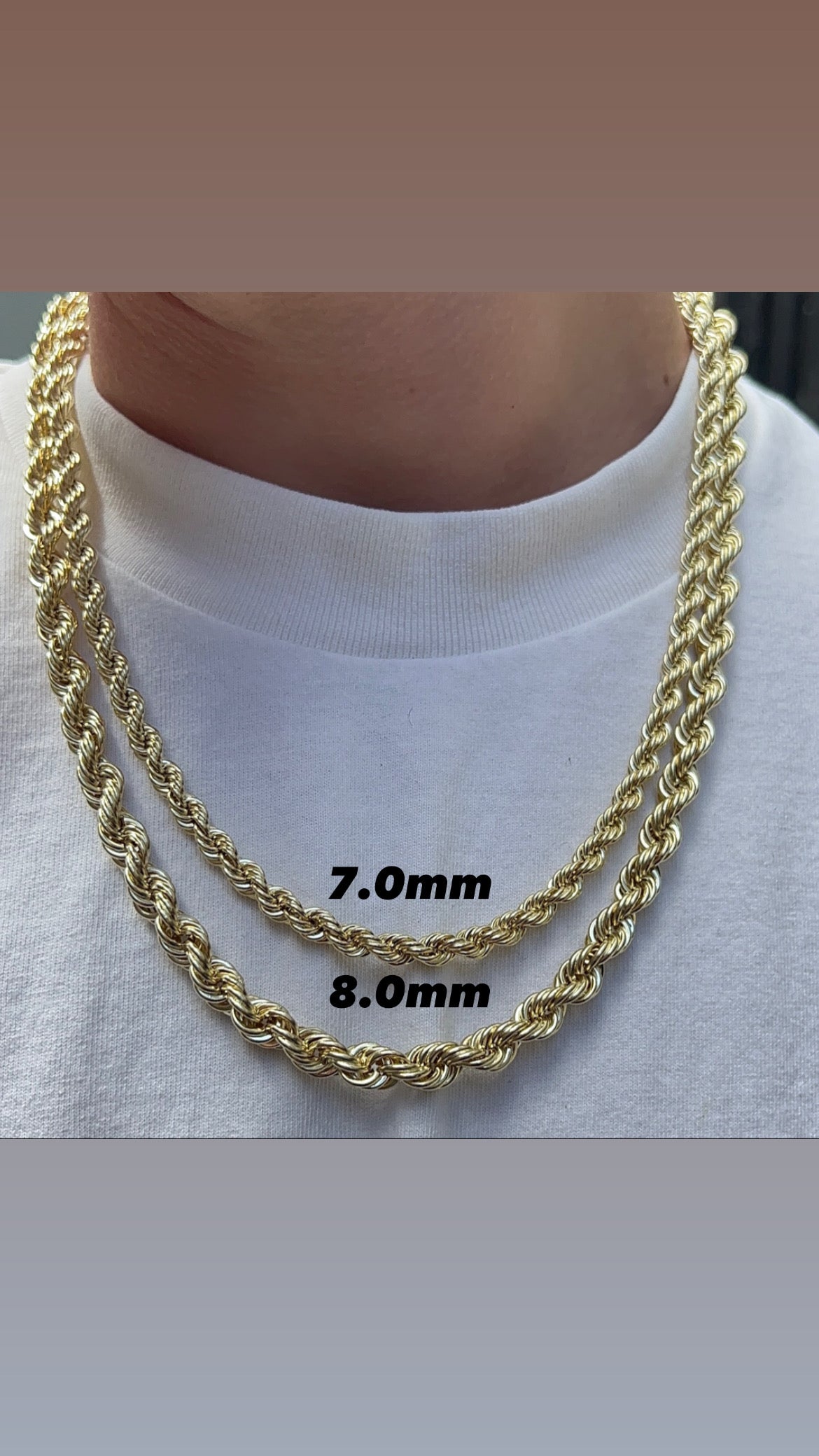10K Gold- Hollow Rope Chain Fantastic NYC