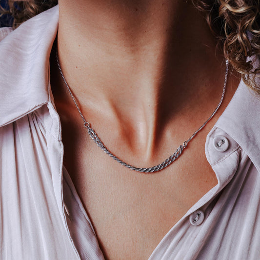 Rhodium Plated 925 Sterling Silver Curb Strand 1.7mm Rope Adjustable Necklace - ITN00171-RH SPI