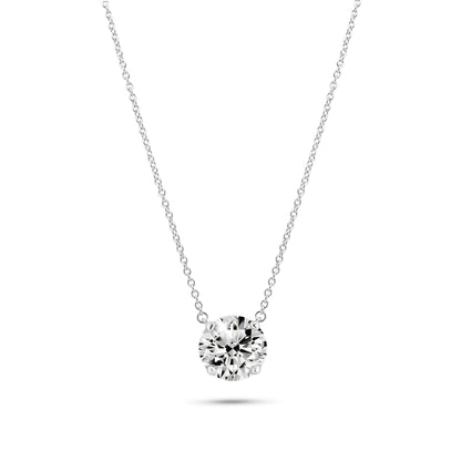Rhodium Plated 925 Sterling Silver Moissanite Stone Solitaire Necklace - MGMN00015 Fantastic Jewelry NYC