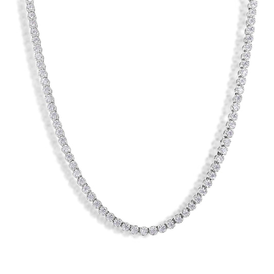 Rhodium Plated 925 Sterling Silver Moissanite Stone 3mm Tennis Necklace - MGMN00018 Fantastic Jewelry NYC