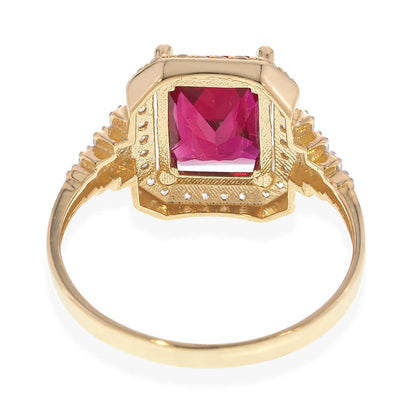 Red Ruby Accents Ring | 14K Gold With Cz