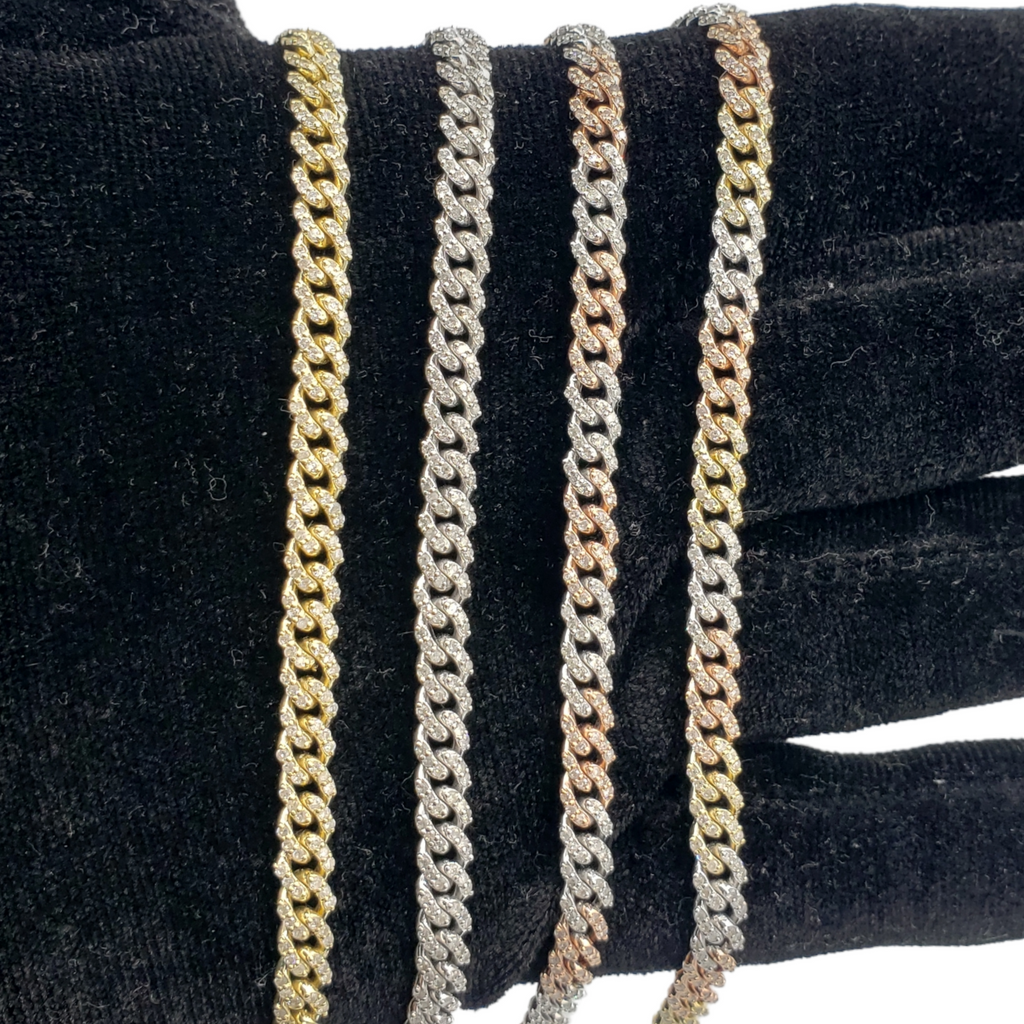 10K Gold- Iced Out Diamond Miami Cuban Chains (5mm) Fantastic NYC