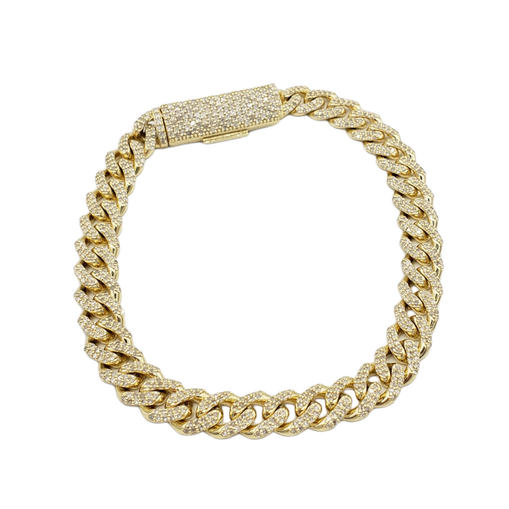 10K Gold- Iced Out Diamond Miami Cuban Bracelets (8mm) Fantastic NYC