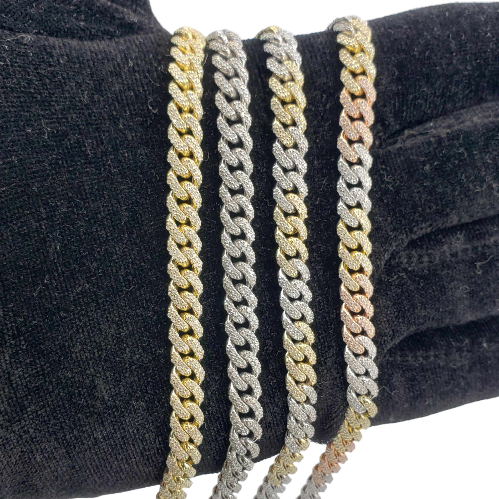 10K Gold- Iced Out Diamond Miami Cuban Bracelets (7mm) Fantastic NYC