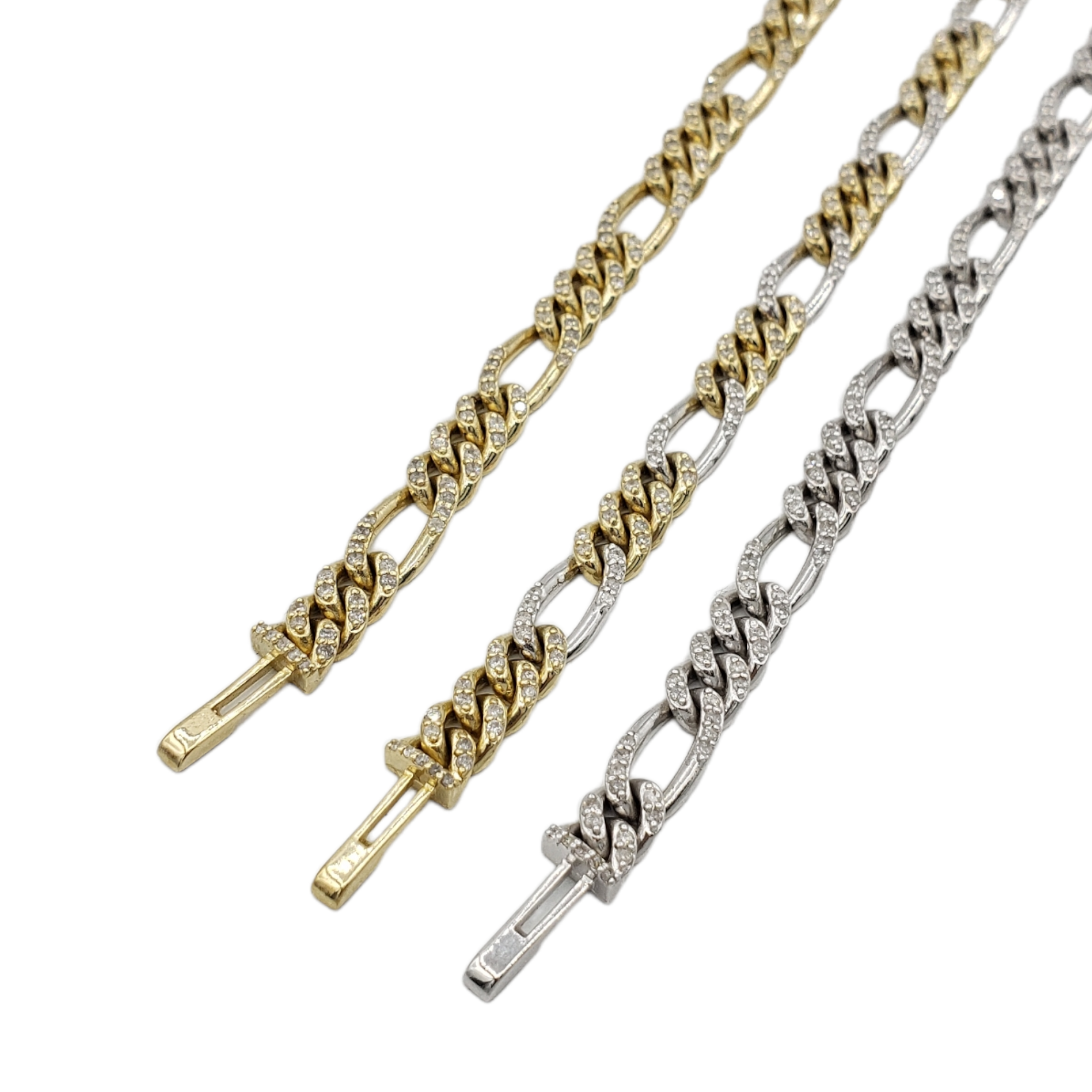 10K Gold- Iced Out Diamond Figaro Bracelets Fantastic NYC