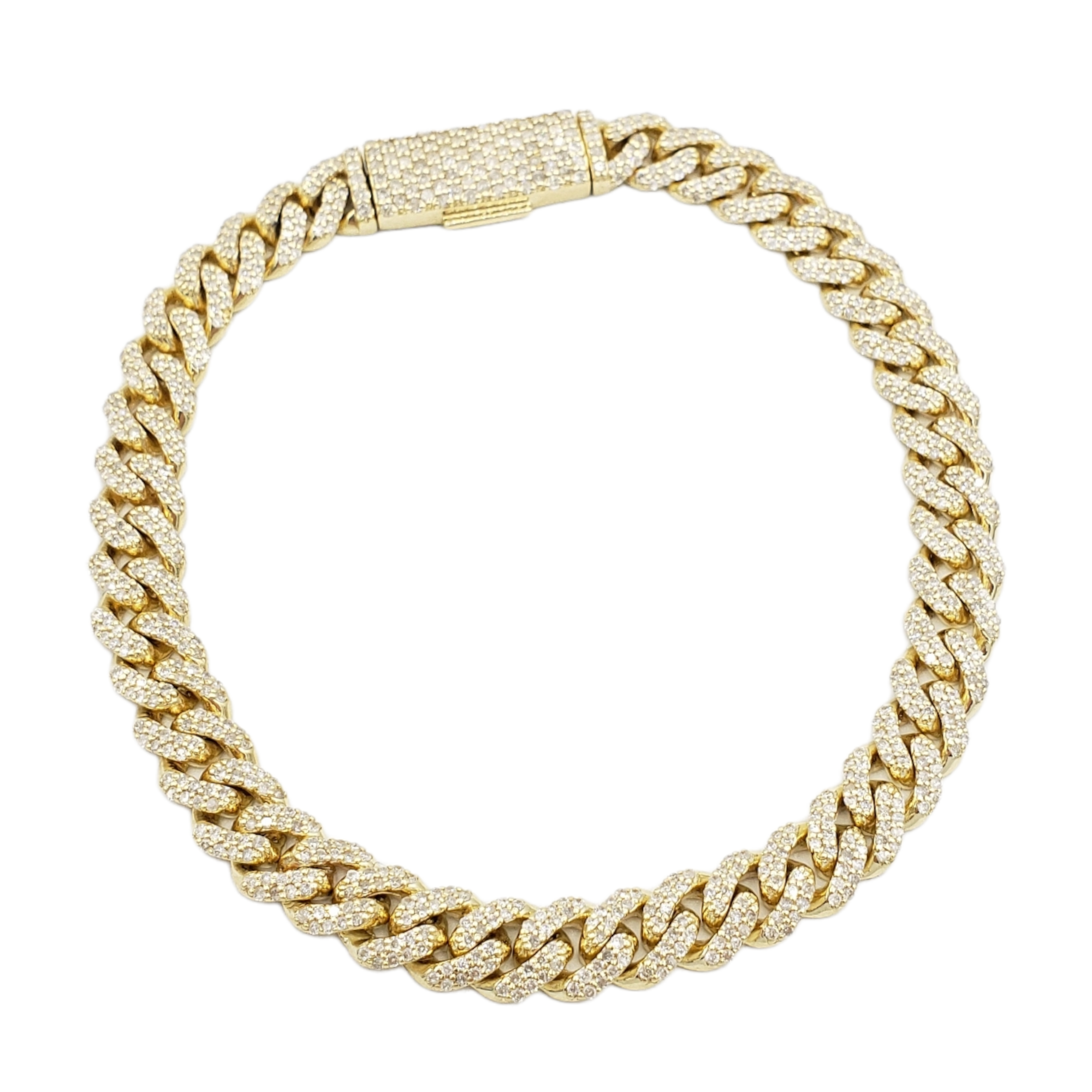 10K Gold- Iced Out Diamond Miami Cuban Bracelets (7mm) Fantastic NYC