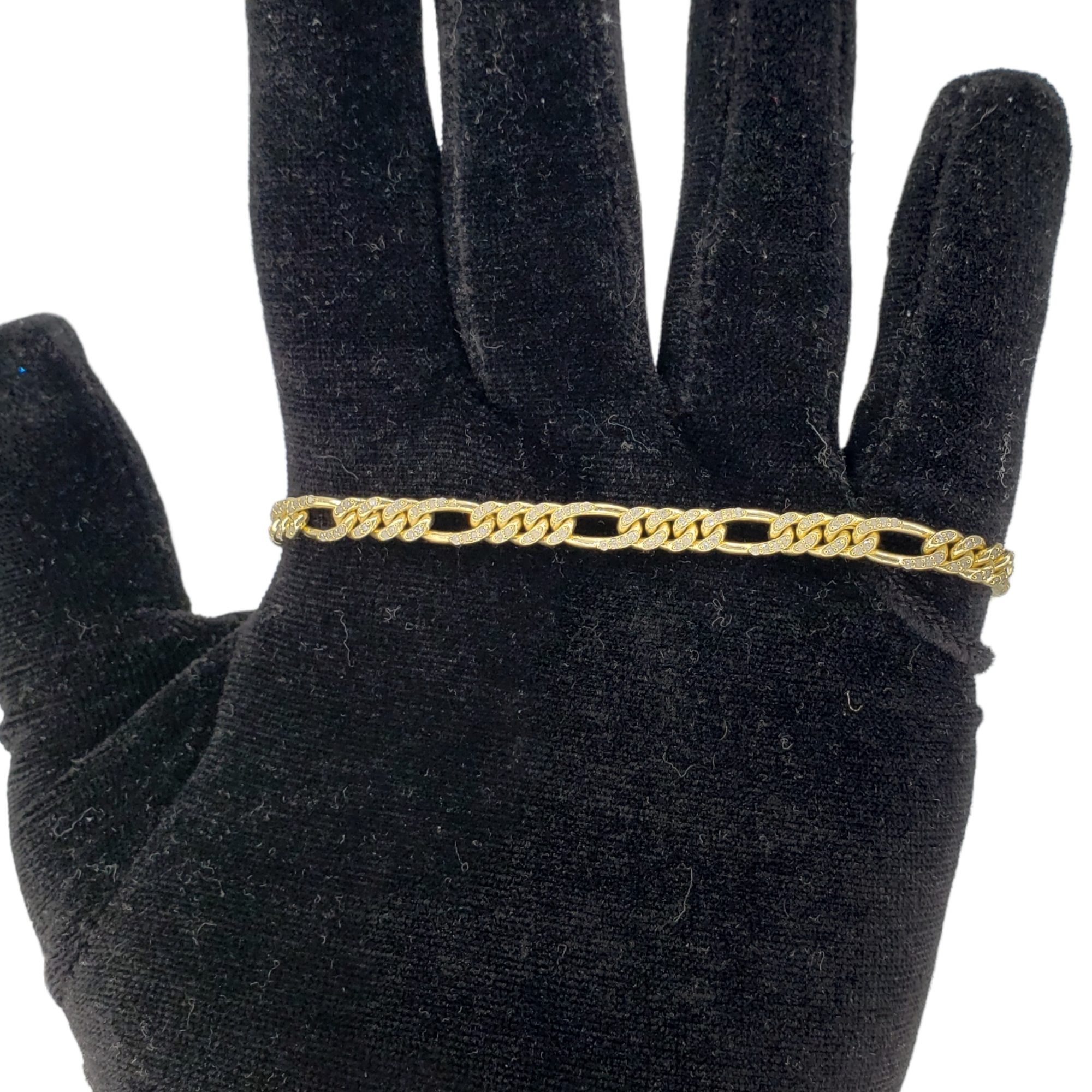 10K Gold- Iced Out Diamond Figaro Bracelets Fantastic NYC