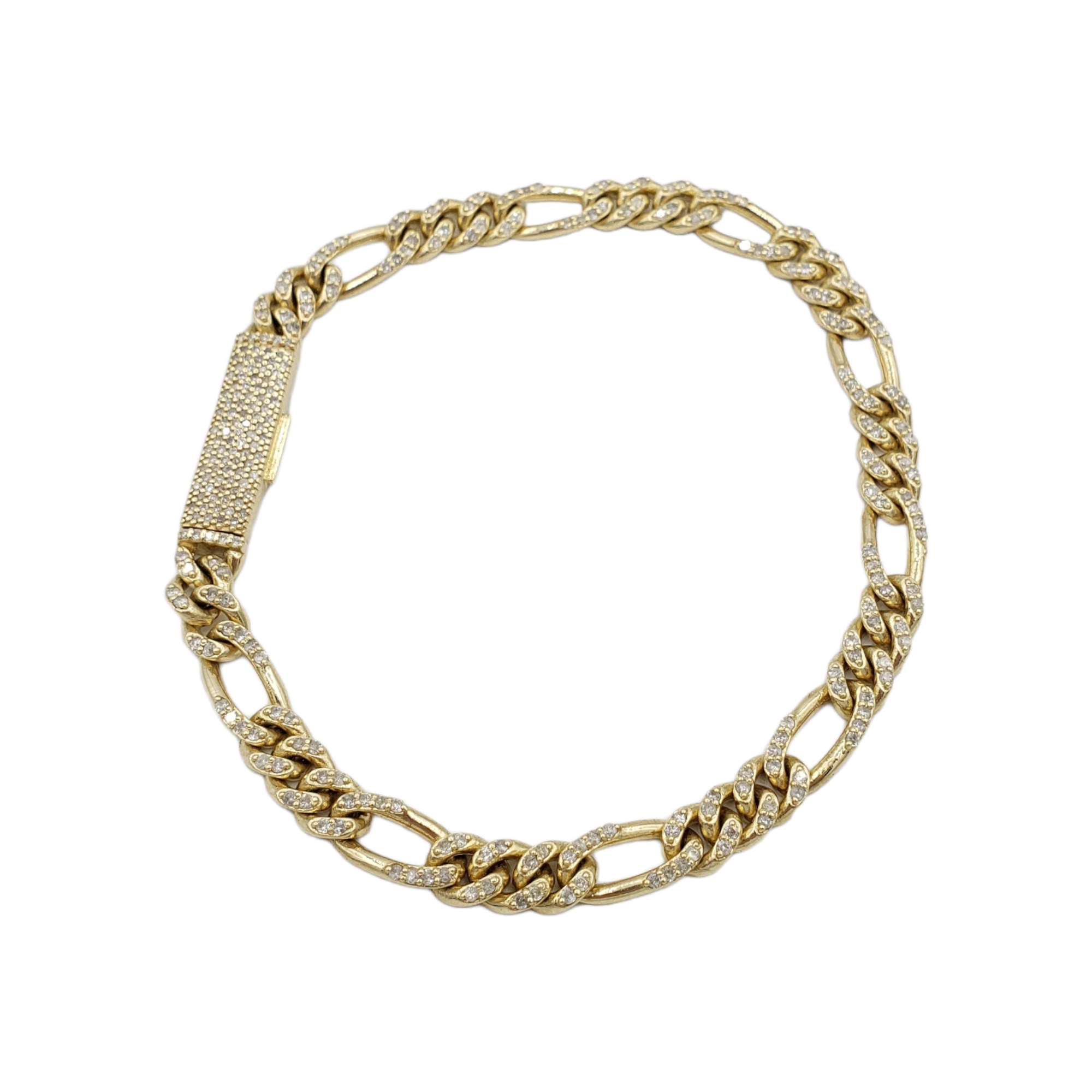 10K Gold- Iced Out Diamond Figaro Bracelets Fantastic NYC