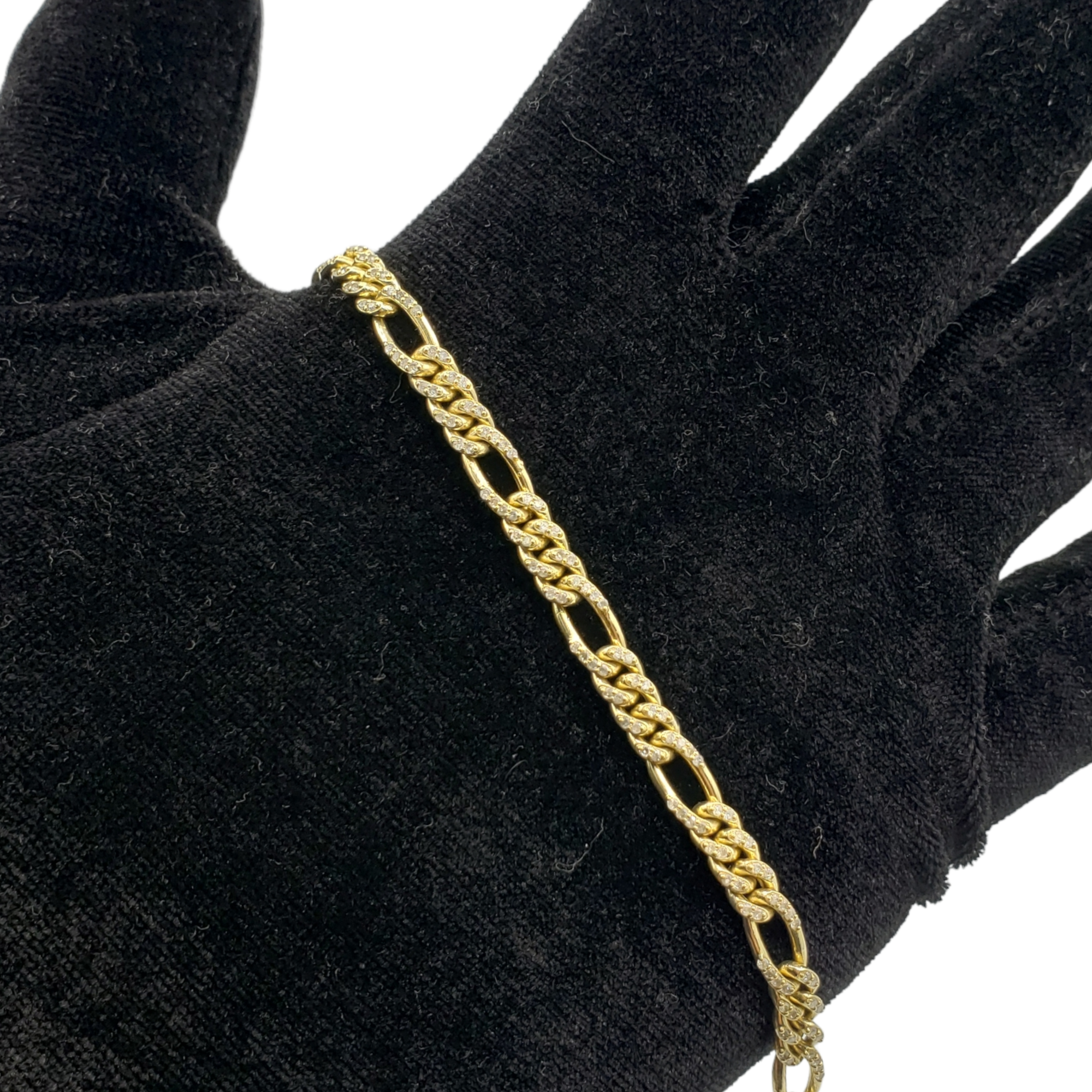 10K Gold- Iced Out Diamond Figaro Bracelets Fantastic NYC