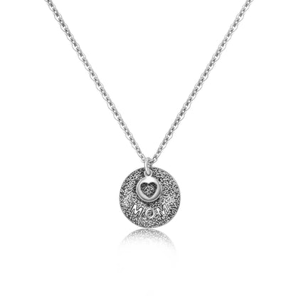 Rhodium Plated 925 Sterling Silver Mom and Heart Cutout Necklace Pendant - SOP00178 SPI