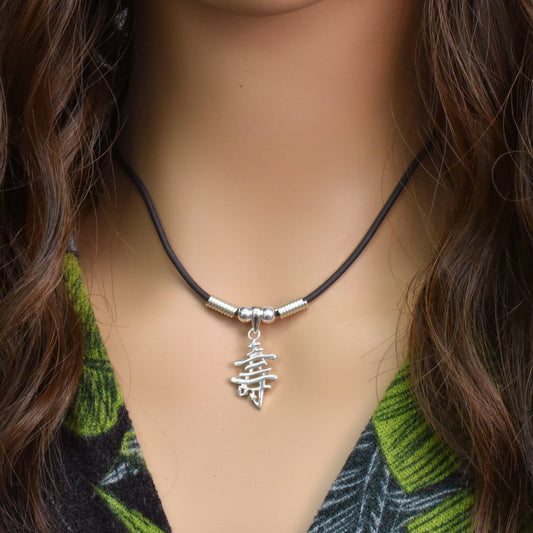 925 Sterling Silver Chinese Character Long Life Rubber Necklace- SPN00004 Fantastic Jewelry NYC