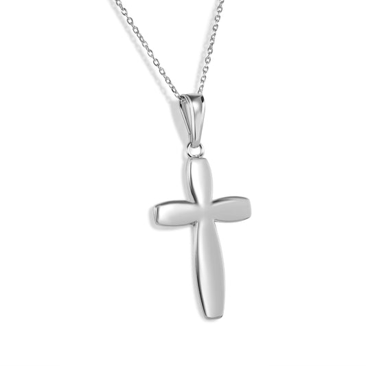 Rhodium Plated 925 Sterling Silver Cross Adjustable Necklace - STP00047A SPI