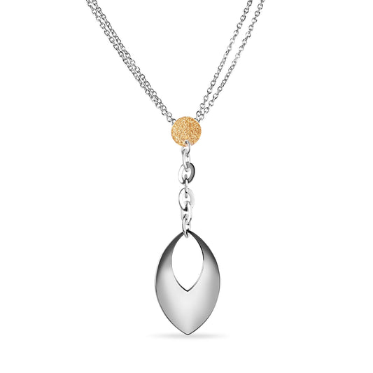 Silver 925 Rhodium and Gold Plated Dangling Teardrop Necklace - STP00447 SPI