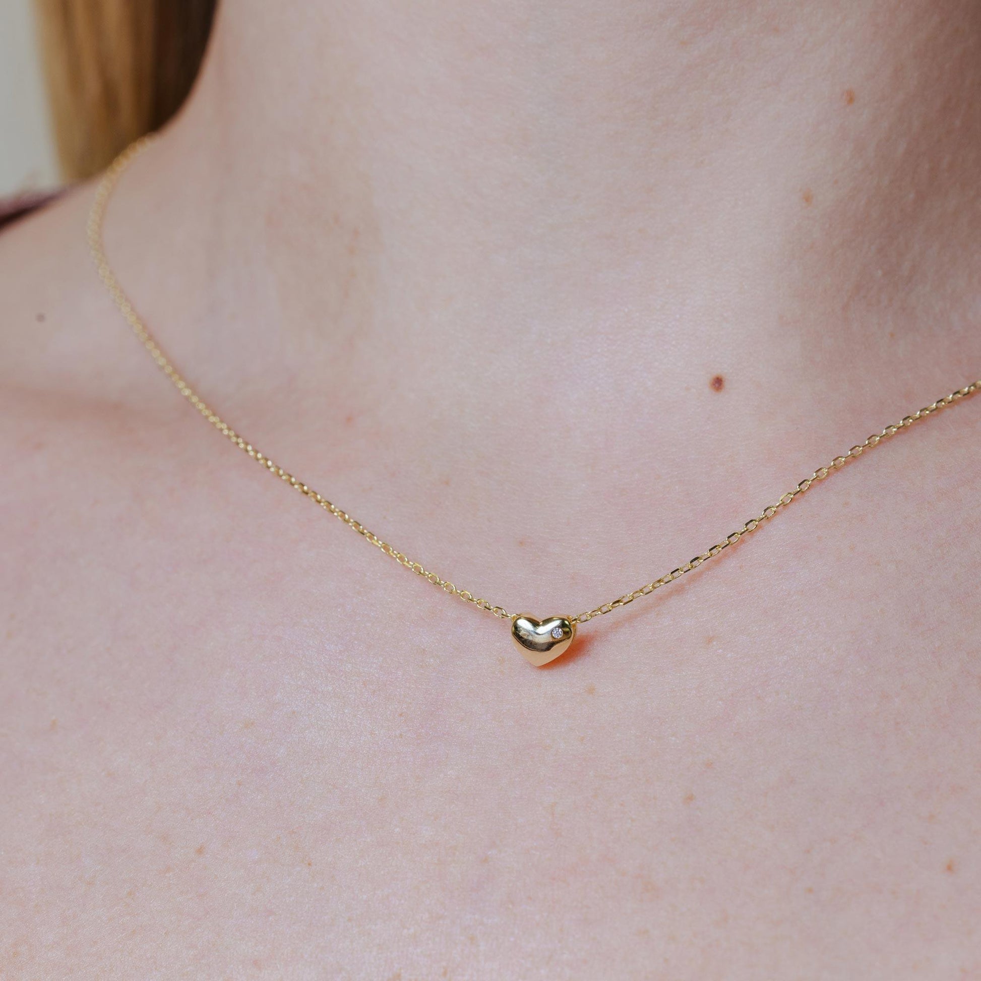 Gold Plated 925 Sterling Silver Small Heart with Stone Necklace - STP01542GP SPI